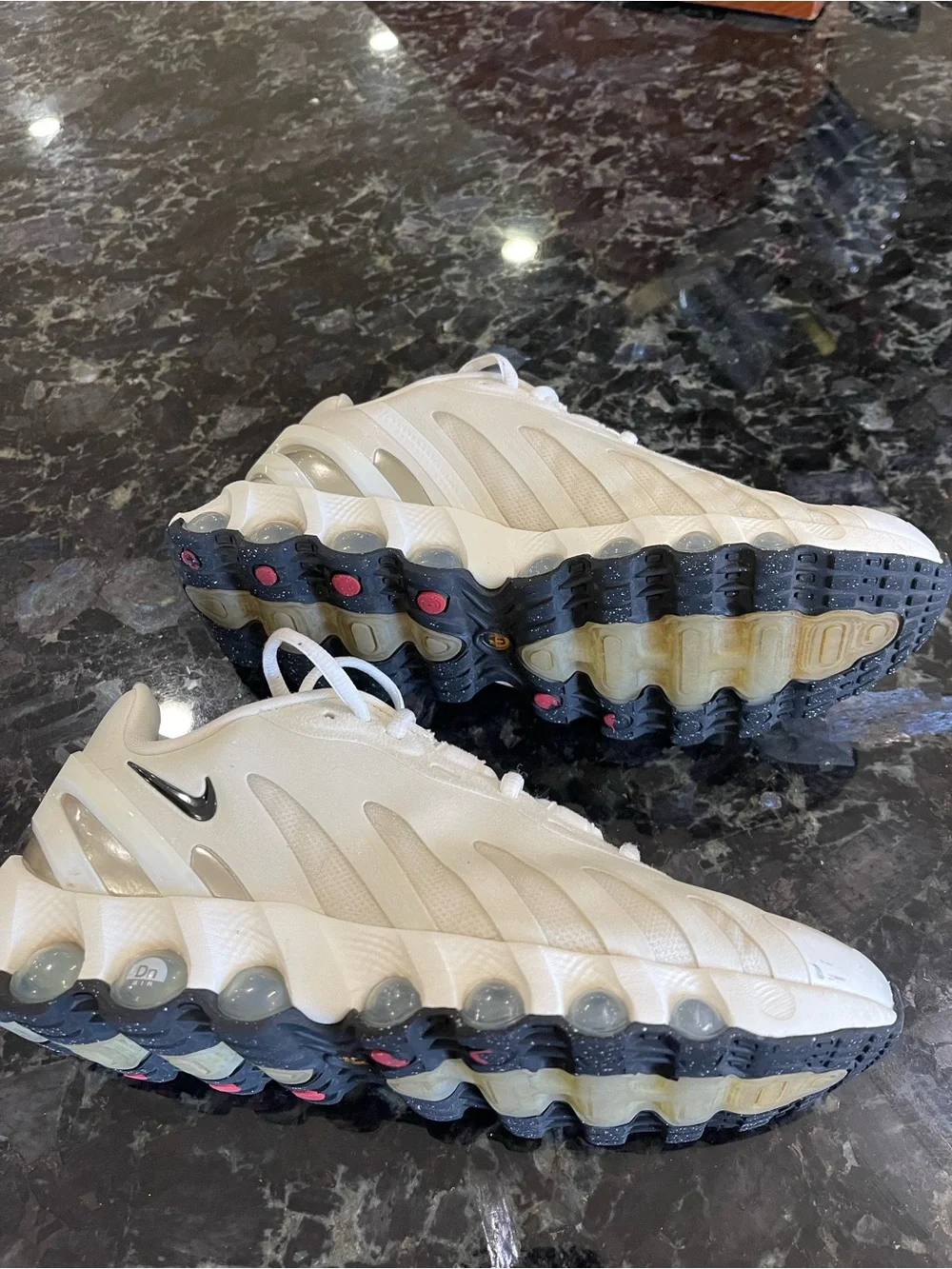 Nike Air Max Cream/White Sneakers with Black Swoosh